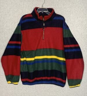 90s Colorblock Striped Fleece Pullover Large M.E. Sport Vintage Gorpcore
